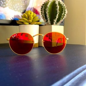Ray-Ban Red/Orange Round Rim Sunglasses